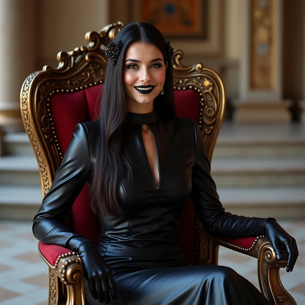 photo of beautiful (jg_nicolacav:0.99), a woman, (((sitting on a throne in a dark castle))), modelshoot style, (extremely detailed CG unity 8k wallpaper), photo of the most beautiful artwork in the world, professional majestic (photography by Steve McCurry), 8k uhd, dslr, soft lighting, high quality, film grain, Fujifilm XT3 sharp focus, f 5.6, High Detail, Sharp focus, dramatic, (((wearing a formal black high_neck_dress))), (looking at viewer:1.2), (detailed pupils:1.3), (natural light), (((medium-long shot:1.2)))