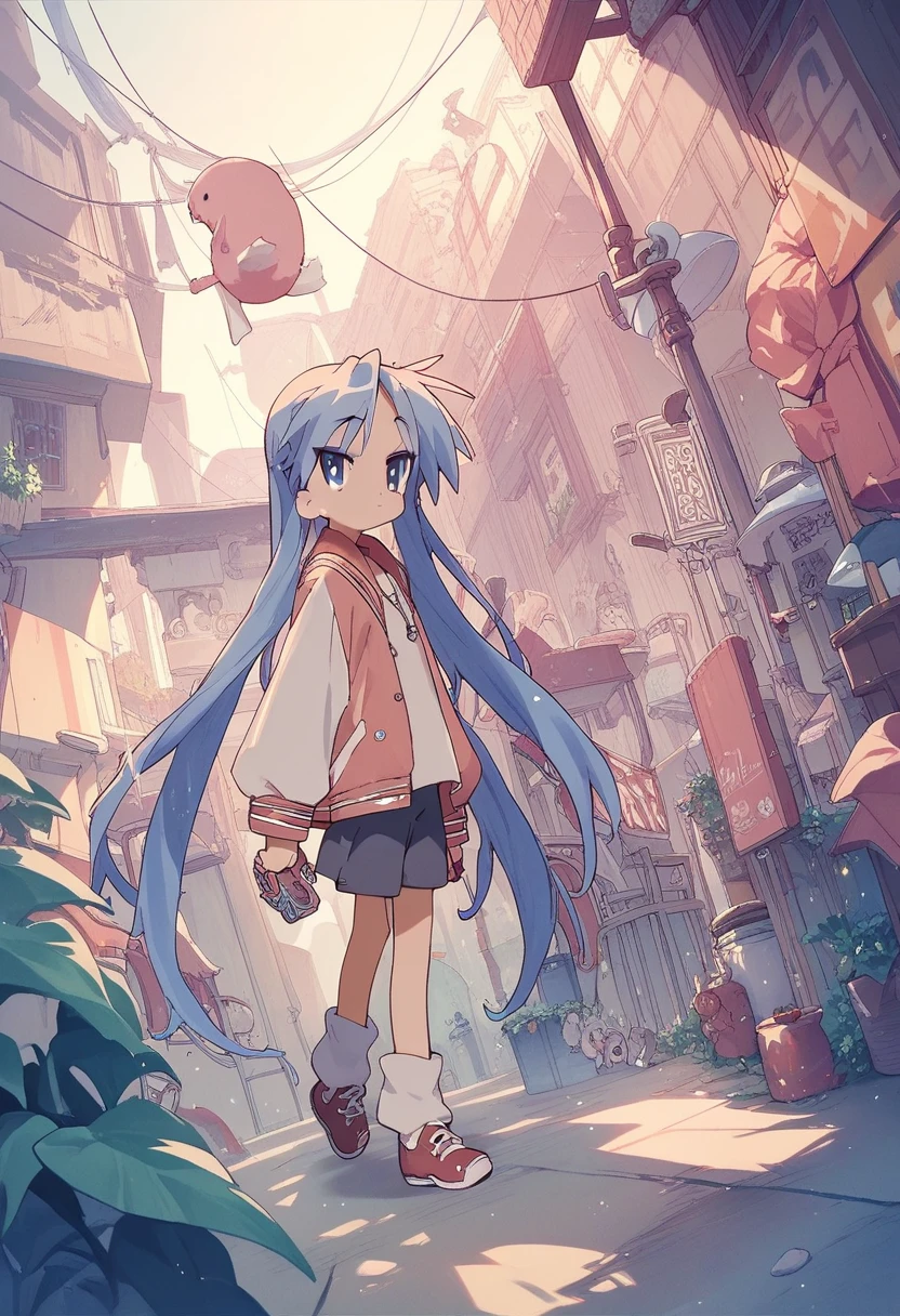 animeソース　（anime）　（ Official Art ）　（ very detailed ）　 high definition 　 High Quality 　Lucky Star　  Kagami Hiiragi 　 twin tails