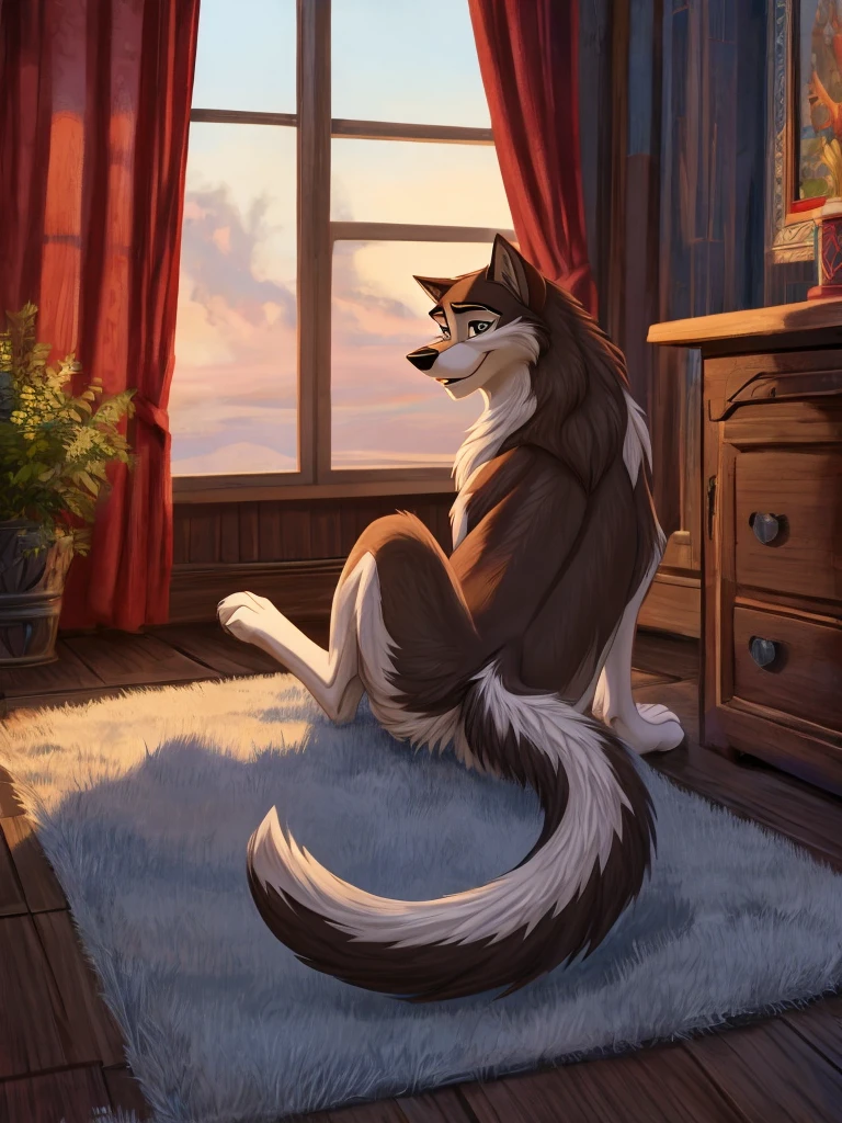 anthro, female husky, slim feminine body, home porch, lounging, morning, casual nudity, (detailed lighting), fluffy tail, (detailed fur), sun rays, (detailed background), [detailed ambient light], [gray natural lighting], [realistic proportions], [explicit content], [sharp focus], ((masterpiece)), anatomically correct canine pussy, detailed canine pussy, black genitalia, black anus, bright summer day, well lit genitals, presenting anus, long slim legs, surrounded by people, detailed canine pussy, puffy anus, pussy focus, nostalgic style, smiling, 