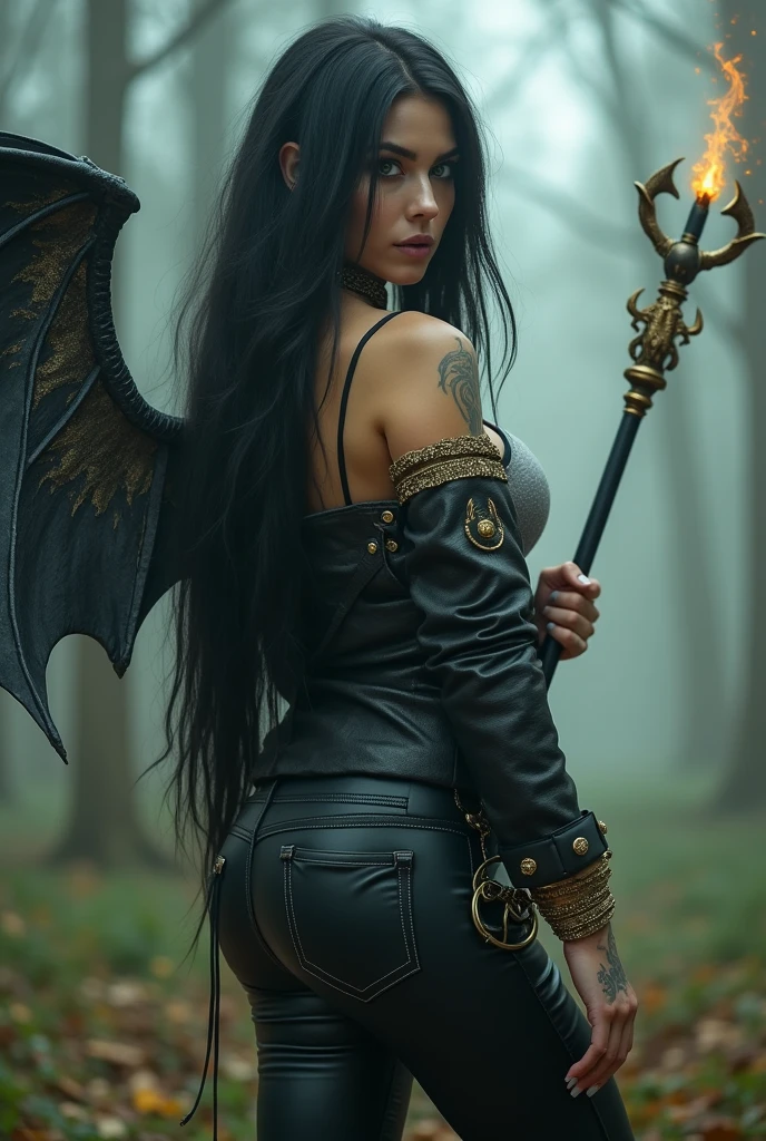 Expansive landscapes, dark fantasy image, full body, fire-breathing dragon and beautiful evil princess, black long hair, white skin, green eyes, detailed rich texture, in green and black metal armor, action scene, in fact, dramatic, vibrant colors, elaborate fine details, smoke, fire, cinematic, ultra realistic, photorealistic