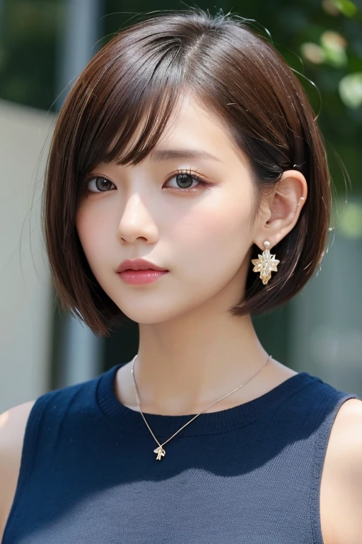 (Highest quality、Tabletop、8K、Best image quality、Award-winning works)、((profile:1.3))、ear、((short hair:1.1)),(Brown Hair)、(White casual summer clothes:1.2)、(The simplest pure white background:1.3)、(Perfectly fixed in front:1.1),(Portrait with space:1.3)、Beautiful and detailed、Perfect Makeup、Ultra-high definition beauty face、Ultra HD Hair、Ultra-high definition sparkling eyes、Ultra-high quality glossy lips、Accurate anatomy、Very beautiful skin、(Pure white skin shining in ultra-high resolution:1.1)、(Very bright:1.2),Big Natural Color Lip、Lip gloss,Harajuku、cute、cute美人、Twenty year old girl