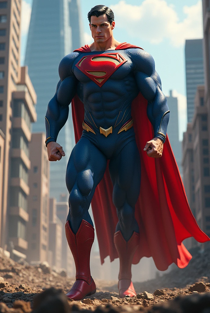 cinematic film still of <lora:Superman v3:1>
Kal-El, Kryptonian, Man of Steel, Superman a comic book superman standing through the air with a red eyes,solo,black hair,red eyes,1boy,male focus,cape,bodysuit,muscular,glowing,muscular male,glowing eyes,rock,red cape,manly,superhero,blue bodysuit,debris,dust, shallow depth of field, vignette, highly detailed, high budget, bokeh, cinemascope, moody, epic, gorgeous, film grain, grainy