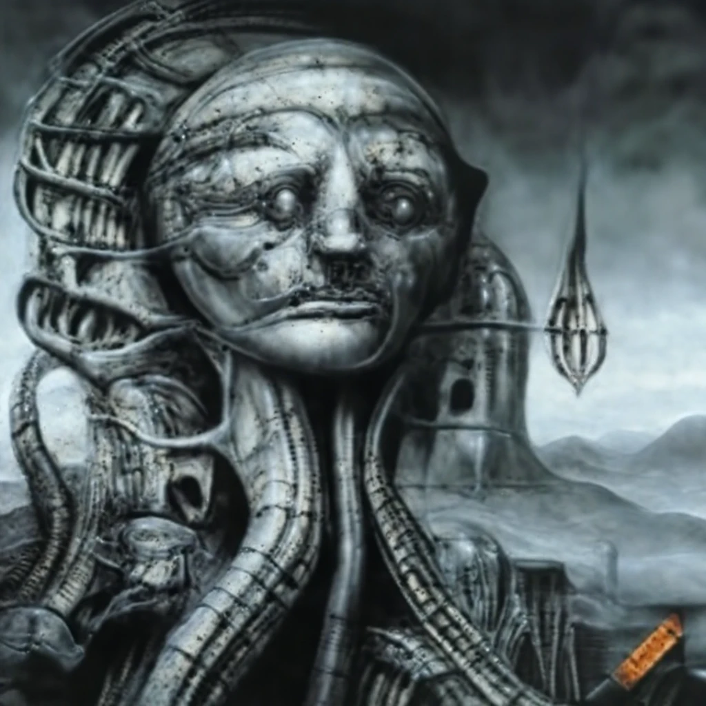 Surreal landscape mastered by Giger,, (best quality:1.4), H.R. GIGER,  BY GIGER