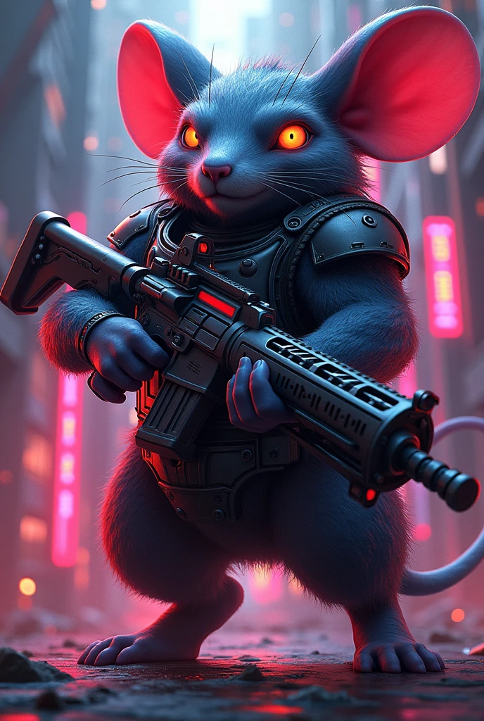 Mutant humanoid rat with weapons