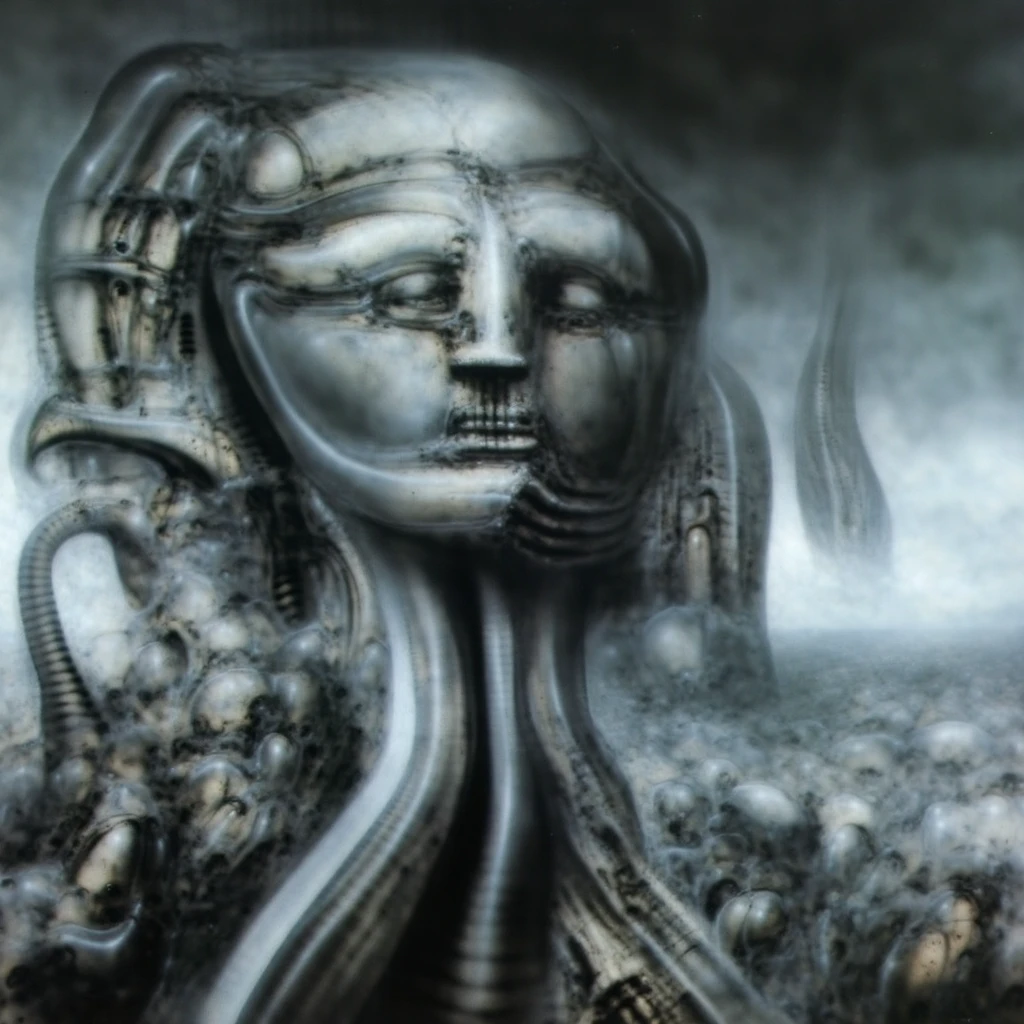 Surreal landscape mastered by Giger,, (best quality:1.4), H.R. GIGER,  BY GIGER