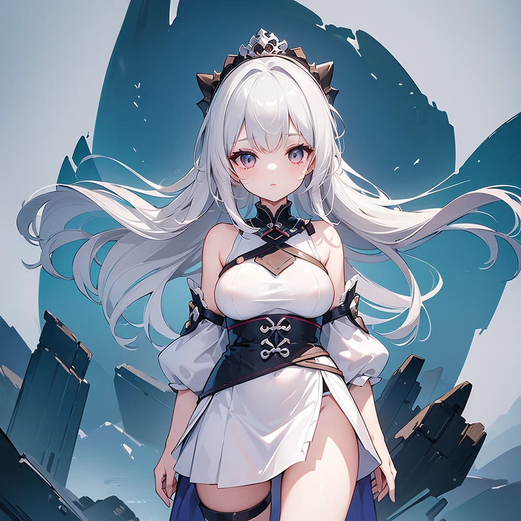 Highest quality, masterpiece, Ultra-high resolution, female、魔female、tits、Tied waist、Big Breasts、Elf、long hair、Gray Hair、魔femaleの服装、魔femaleの部屋、darkness、Cowboy Shot、Rin々Shii