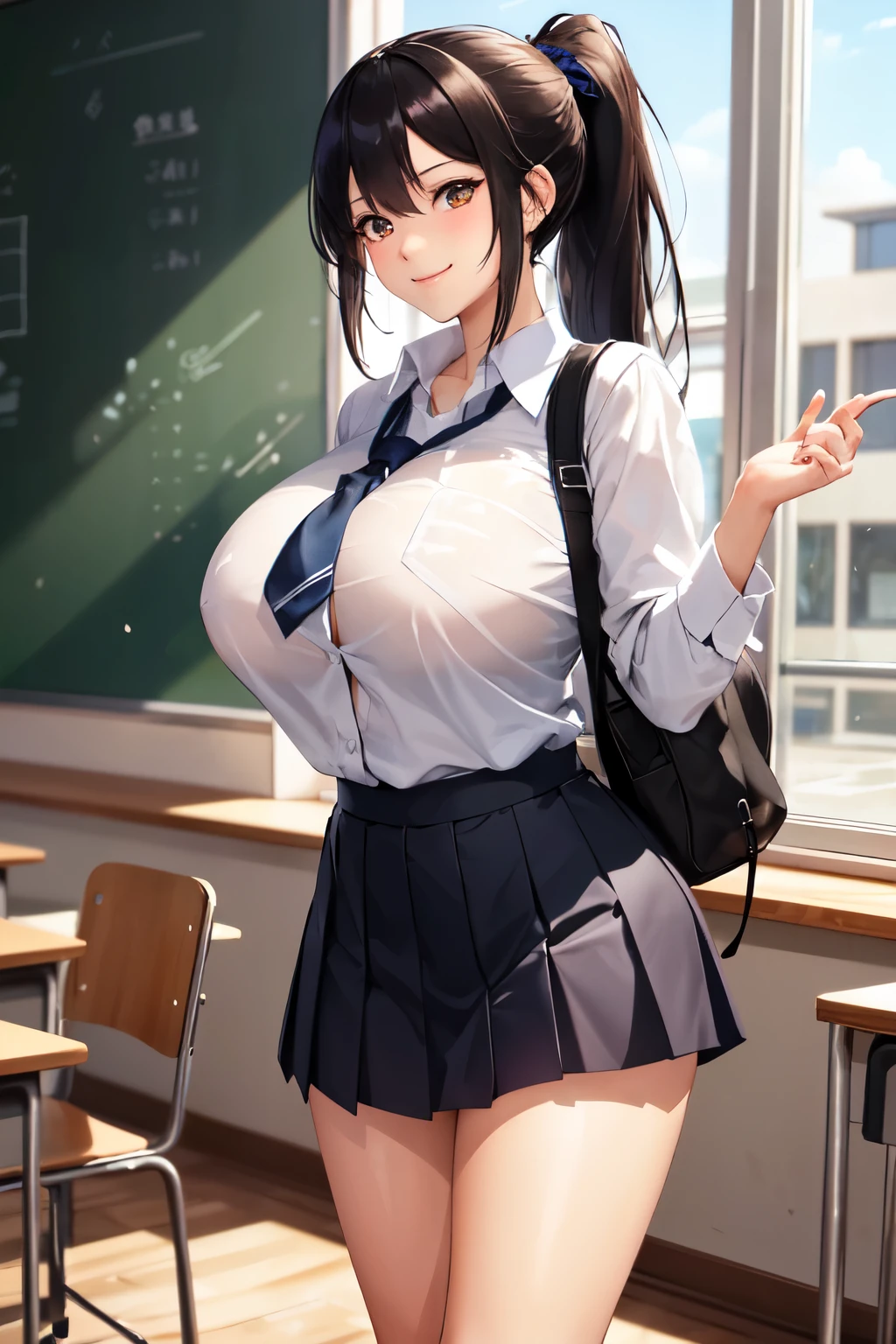 masutepiece、masterpiece、top-quality、ultra-detailliert、hight resolution、hight resolution、8K Portrait、Unity 8k壁紙のhigh-detailCG、Unity 8k壁纸、cute little:1.5、Lori:1.5、Highly detailed CG Unity 8k wallpaper、逼真、realperson、cute little、 Portrait photos、shinny skin、high-detail、(sixteen years old:1.2)、(1人)、Beautiful clear eyes、Ultra-fine depiction、delicated face、Lovely lips、skinny body、big breasts thin waist、Thin leg、(school classrooms:1.6)、 1girl, cute, perfect face, seriously, (blush:1.5), big breasts,((School Uniforms:1.2)),(((clothes lift:1.5))), (((nipples))), detailed description vaginal,show vaginal,spread legs,spread pussy,((cum in vagina:1.5))
