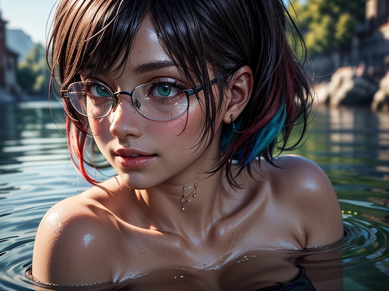 score_9, score_8_up, score_7_up,source_anime, high res image,masterpiece,best quality,clear skin,anime_girl,black hair,short hair,glasses,topless,