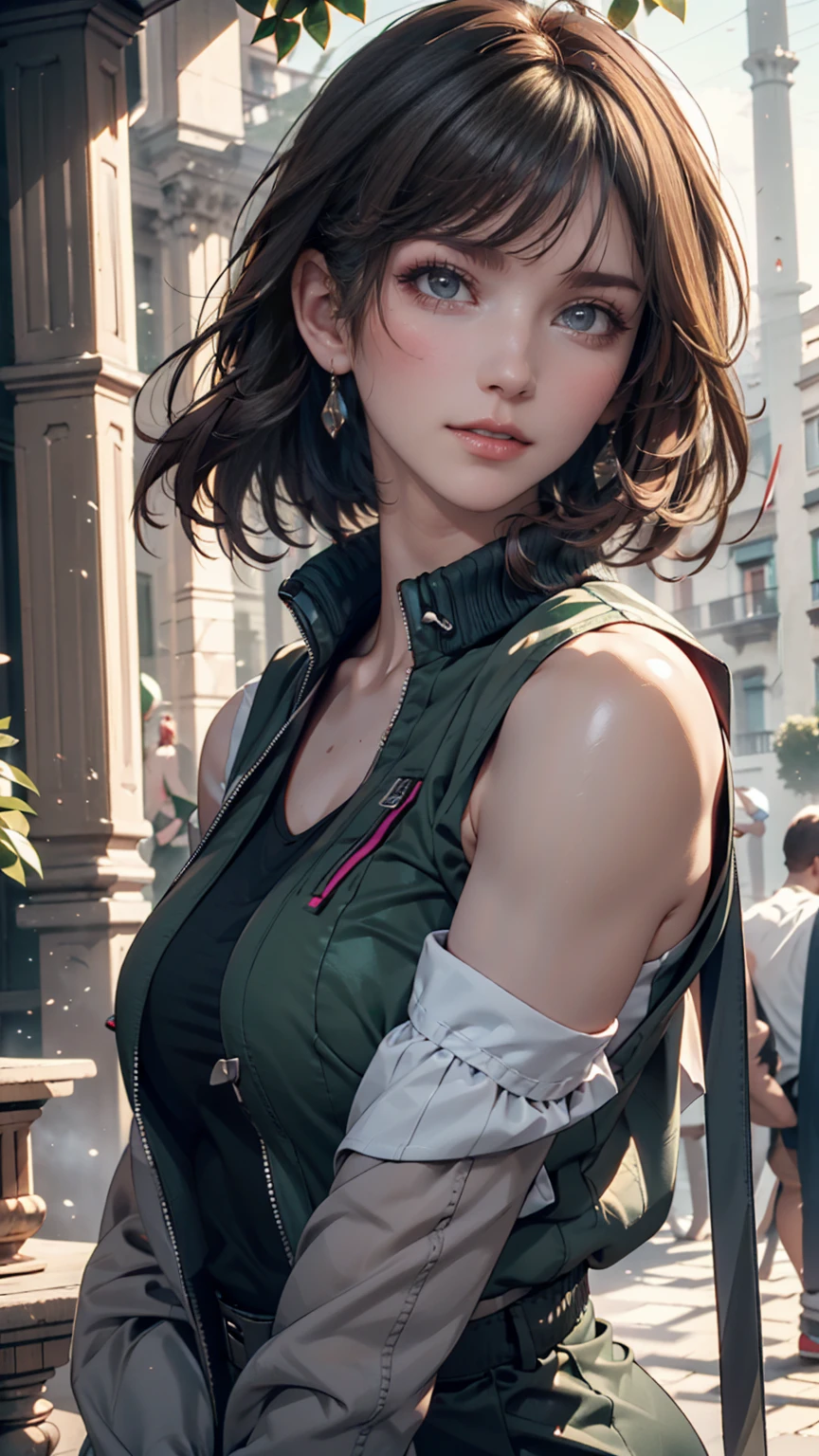 FUBUKI, (GREEN HAIR), Straight hair, TAUT CLOTHES, FUR COAT, JEWELRY, NECKLACE, long face, short hair, straight hair, (photorealistic:1.2), (masterpiece), best quality, (detailed face:1.4), raw photo, ultra realistic 8k, perfect artwork, (background violent tornado and storm :1.2),BREAK, photography,masterpiece,best quality,HDR,highres,realistic details,8K,HDR,highres,absurdres,1girl fly in the air, fubuki,expressionless, tiny breasts,masterpiece,ultra realistic,32k,extremely detailed CG unity 8k wallpaper, best quality