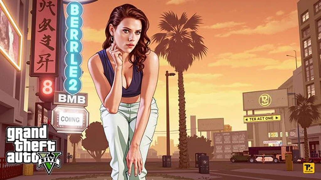 a close up of a person standing on a street near a palm tree, gta v loading screen art, gta v art, gta 5 artwork, style of gta v artworks, gta v artwork, art gta 5 cover, rockstar games art, gta v art cover, 2d game art gta5 cover, gta loading screen art, gta v loading screen