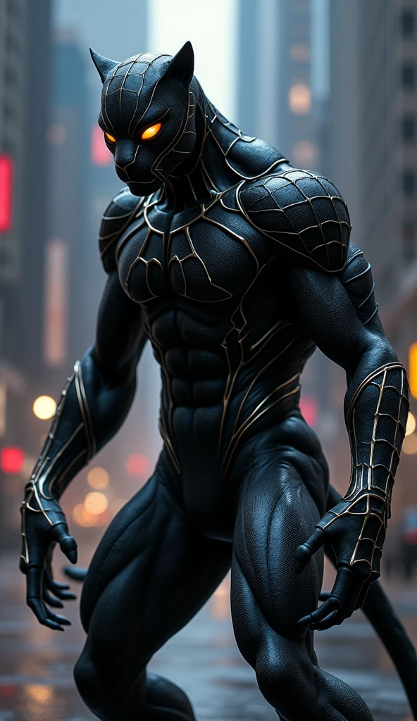 8k, RAW photo, best quality, masterpiece: 1.2), ultra detailed, official art, photo-realistic: 1.37, PS5 cinematic screenshot, highly detailed and detailed cinematic rendering, ultra photorealistic raytricing, with cinematic lighting, Black and White Spider-Man, Venom Symbiote Suit, Glittery Goo Organic Suit