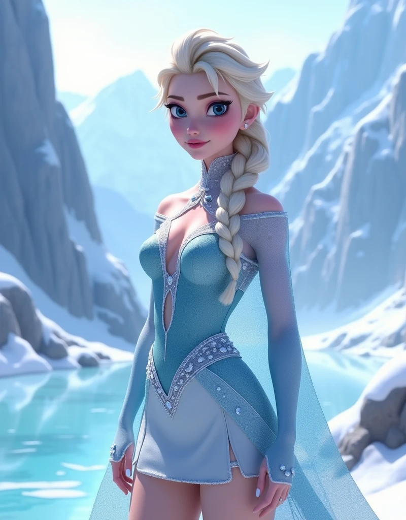 Photo of Anna of Arendelle as a sky instructor, full body sky outfit, action: skying, Anna from Disney Frozen movie, tall and sexy, superb face, perfect body, provocative, Nice, show breasts, huge breasts, tall, sexy legs, bursting huge breasts, wide hips, busty, sexy, enormous breasts, happy.