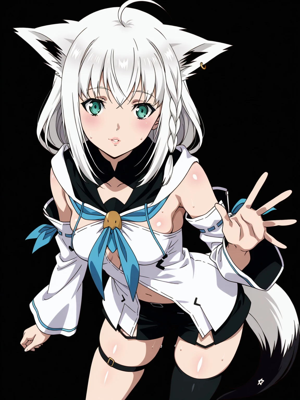 Setsuna, anime, 1girl, best quality, short hair, belt, wolf girl, animal feet, highly detailed, 8k, dynamic lighting