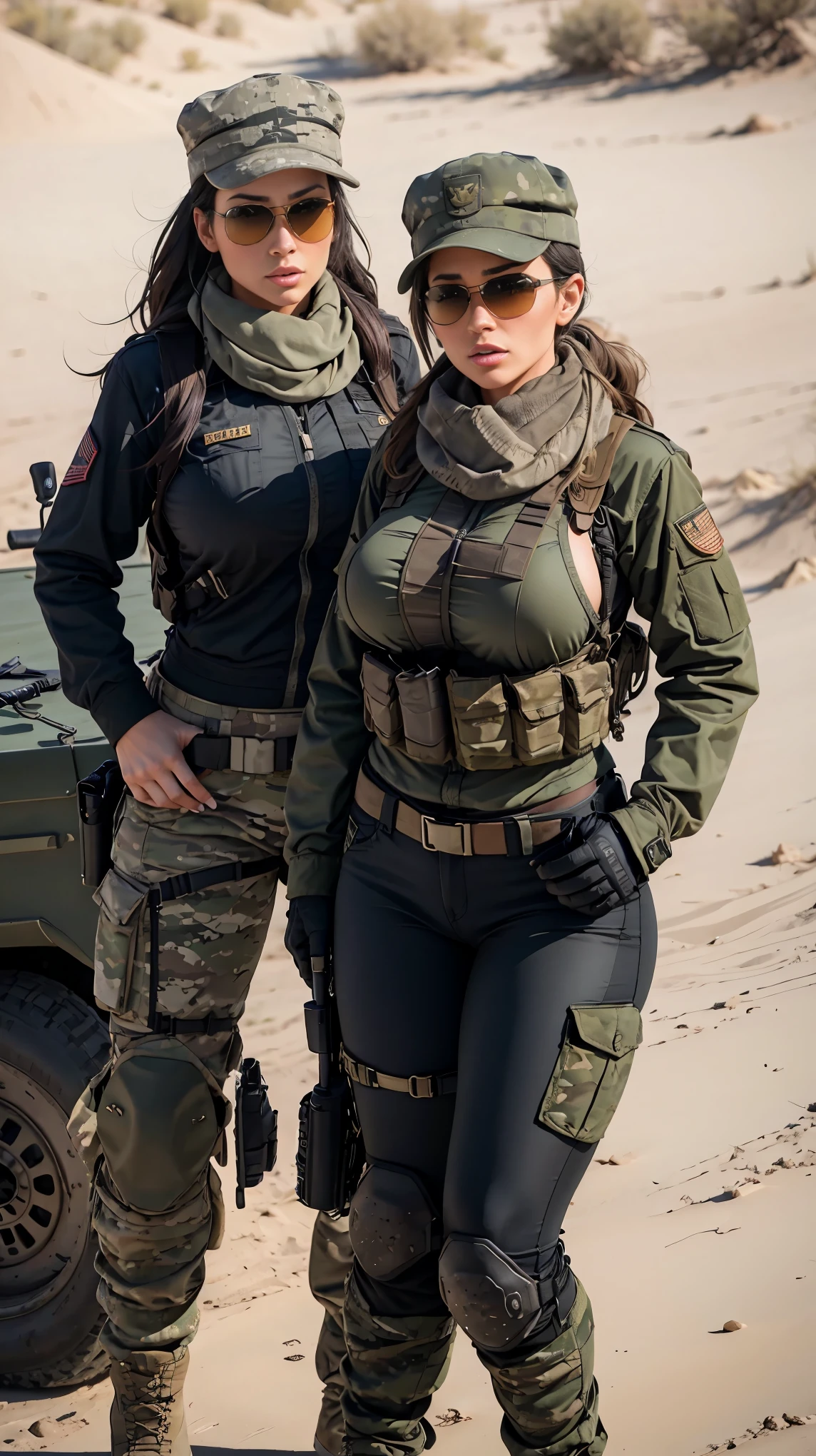 only one beautiful and sexy soldier girl in full body using leggins and tactical gear accompanied of 2 wolves in the beach from the back, cap, ponytail hair, snickers, sniper rifle, gloves, tactical, sport jacket, night vision goggles, black hair, high resolution, sharp image, (camouflage:1.3),
Military uniform, ((Best quality)), ((masterpiece)), (highly detailed:1.3),Depth-of-field, Multi-layered textures,(Hyperrealistic),HDR (High Dynamic Range),Ray Tracing,NVIDIA RTX,Unreal 5,Subsurface scattering,PBR Texturing,Post-processing,
Anisotropic Filtering, Maximum clarity and sharpness,Wide aperture,Low ISO,White balance,Rule of thirds,8K RAW, aircraft carrier far from the beach