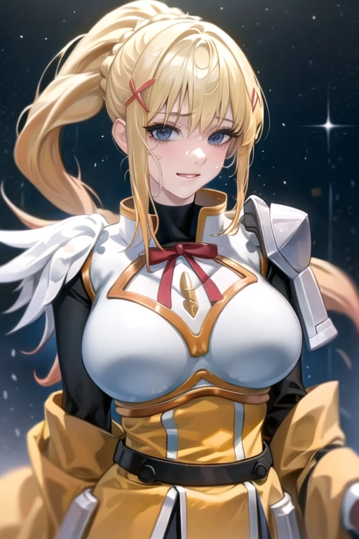 Darkness、KonoSuba、Blonde、High ponytail、gigantic breasts、aroused,see-through,best quality,