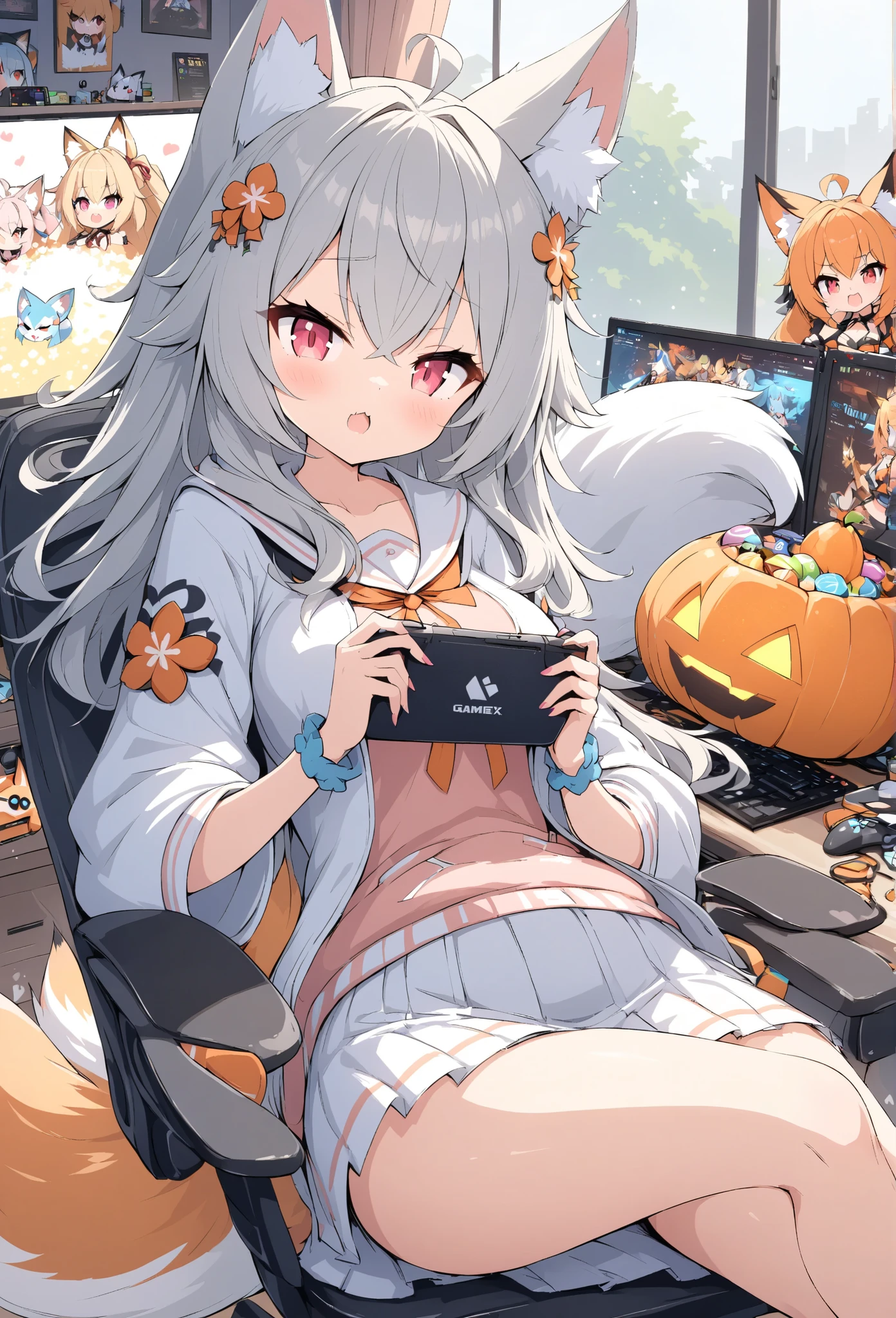 Rakifox,Gamer girl playing games on computer、Vtuber