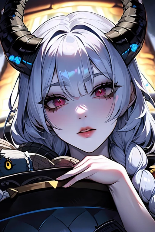 (8K, 4K, Best quality, A high resolution, 超A high resolution:1.1), (Masterpiece, Realistic, photo-realistic:1.1), face, Close-up, Silver hair, Red eyes, Red lips, (Looking in the audience:2),Absurd long hair,long eyelasher,eye shadows,petty face,largeeyes,exposed bare shoulders,hight contrast,1boy,Male focus,ahegao,Tongue out, NSFW, cyno_(genshin_impact),muscle