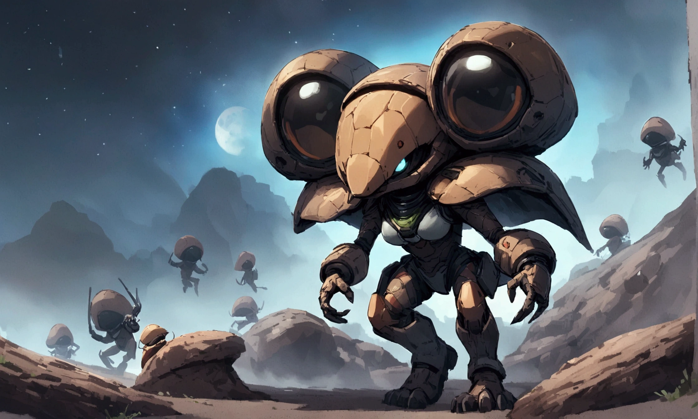 score_9, score_8_up, score_7_up, score_6_up, score_5_up, score_4_up, halogrunt, 1girl, lizard, alien, desert, , wide , thick thighs, green armor, backpack, gas mask <lora:HaloGruntPonyV2-03:1>