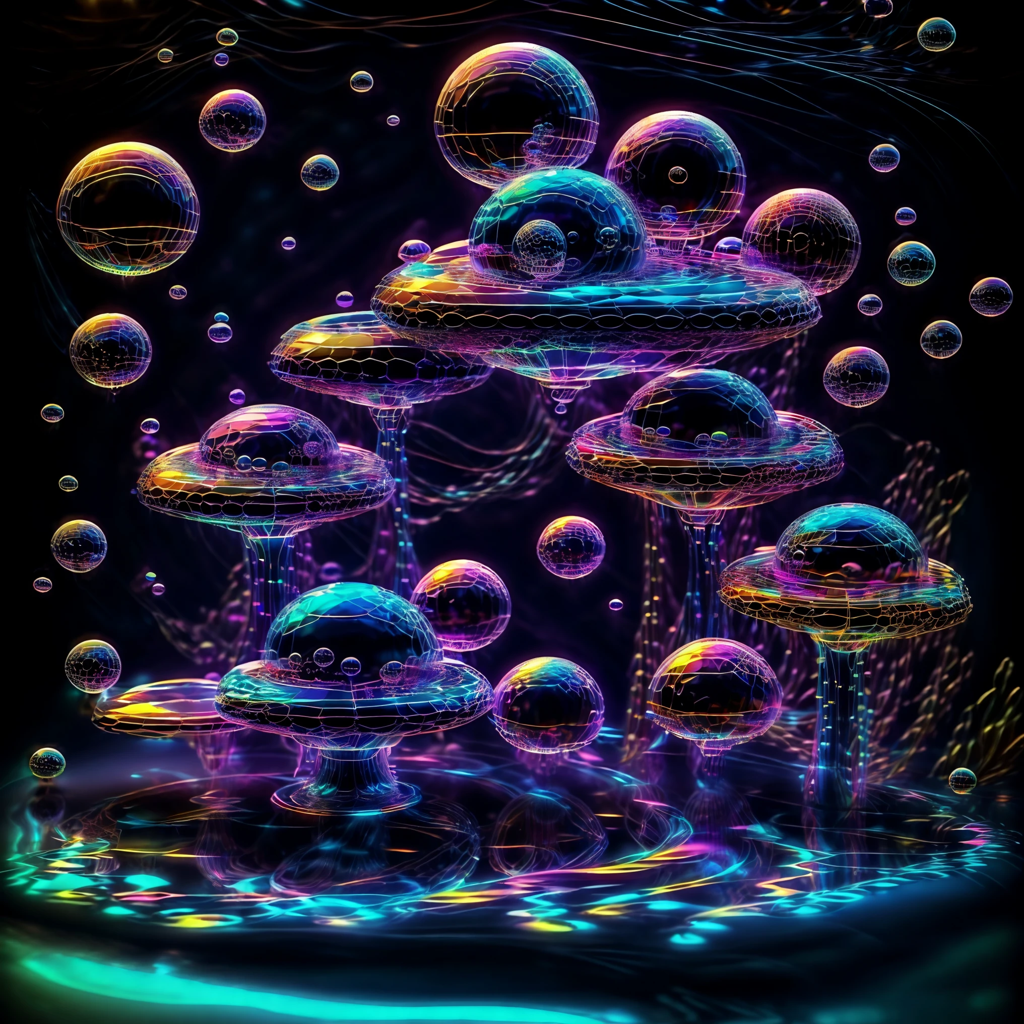 A close up of beautiful bubbles floating on top of each other, LSD, DMT imagery. octane render, psychedelic droplets of water, abstract liquid, and intricate rainbow art. octane render, black 3d fluid simulation,  ethereal bubbles, swirling liquids, and highly detailed, octane render, reflective rainbow bubbles, twisted colors inside of glass spheres, Psilocybin Dream inside an amazing image of light emerging from colors in a shimmering glass morphing out of colors, bright neon and fluorescent colors,very bright, vibrant colors, perfectly formed and symmetrical reflective bubbles and spheres, attention to detail with these beautiful bubbles and spheres, Extreme Hallucinations in a gorgeous piece of  psychedelic digital artwork, Stunning, pixel art, tripped out colors, 4d mandelbulb psychedelics, glass like psychedelic landscape, intricate rainbow environment, psychedelic underwater brightness and glow with neon colors, glowing colors twist inside of translucent glass spheres and bubbles with light and color reflecting off of both in bright fluorescent colors, psychedelic trip, fluorescent and neon aesthetic, psychedelic vibrant colors, bright psychedelic paint splattered backgrounds,swirling spirals and vortex, bright vibrant colors popping out from 3d glass spheres, Rotational Symmetry, Pixel Assets, Portrait photography, Surrealism, Photorealistic, Hyperdetailed, Glass Morphism, Digital Art, Sparkle, Optical Illusion, Glowing Light, Reflective Light, Overexposure, Backlighting, Depth Of Field, Spheres and bubbles show perfect Symmetry, UHD, High Details, High Quality, Super Detailed, Full Focus, Awe inspiring, Shockingly unique wallpaper art, Breathtaking, Indescribably Beautiful, Heaven sent images, Best Quality, Award Winning, MasterpieceA close up of beautiful bubbles floating on top of each other, LSD, DMT imagery. octane render, psychedelic droplets of water, abstract liquid, and intricate rainbow art. octane render, black 3d fluid simulation,  ethereal bubbl