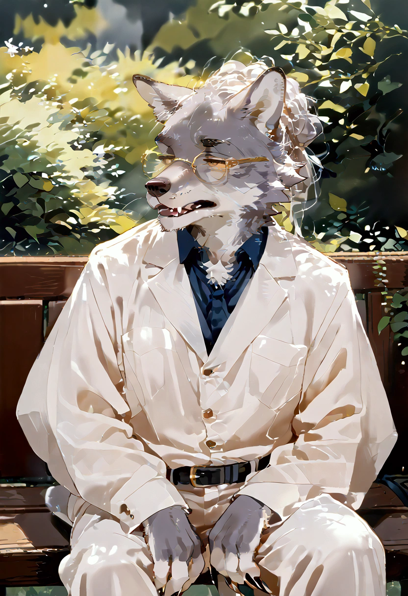 
(solo:1.3),1boy\((wolf:1.4),(kemono),(furry),(old:1.3),bald head, tired,worn-out suit, businessman, glasses,fangs,sharp teeth,sharp nails, eating lunch. at the bench, in a park, solitude\).The park is a nice day and youngs are playing. score_9, score_8_up, score_7_up, score_6_up, score_5_up, score_4_up, source_anime,source_furry,rating_safe,rating_questionable,masterpiece, best quality, perfect anatomy , very aesthetic , absurdres,