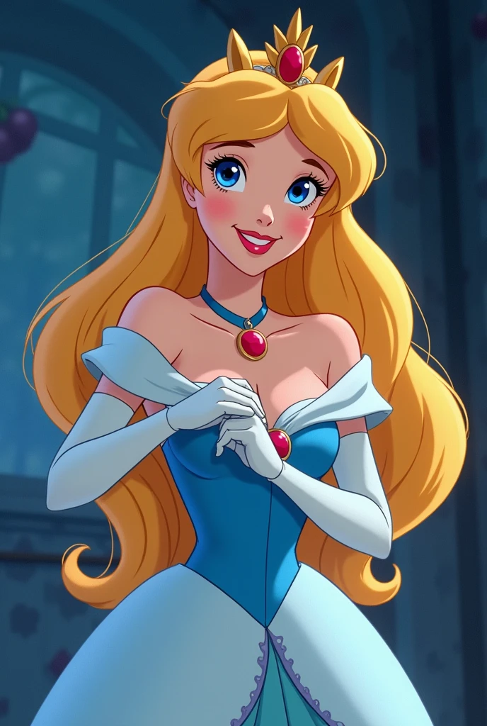Woman with two naked tits, blonde hair, Princess, fuck with the princess, mario