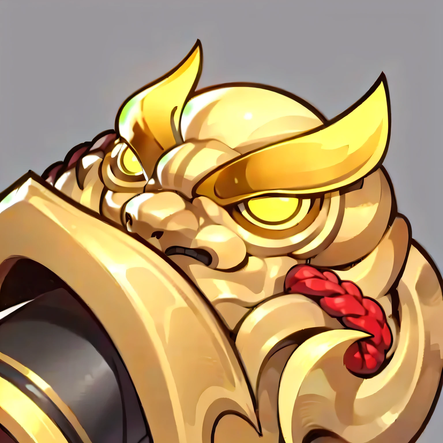 Highest quality,4K,Xian Xia ,Golden shield,Beast head,Orange Metal,Moire decoration