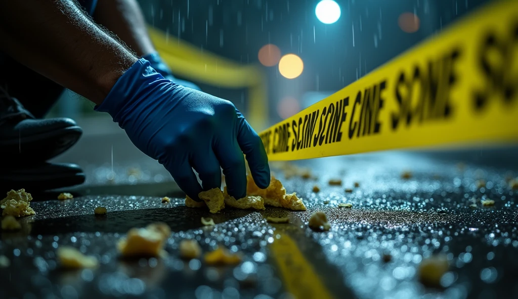 a police officer investigating a crime scene, highly detailed, hyper-realistic, photorealistic, 8k, ultradetailed, HDR, cinematic lighting, dramatic atmosphere, moody lighting, intense shadows, police uniform, official police badge, police hat, police gloves, police boots, police car in the background, crime scene tape, broken glass, blood stains, forensic evidence, dark alley, gritty urban environment, intense colors, dramatic color palette