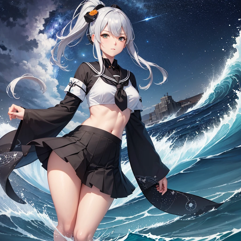masterpiece, (Perfect Anatomy:1.5), highest quality, high resolution, exquisite detail, 1 lady , slender, leggy, Seductive, Perfect hands, Perfect body, (wear a white long sleeved shirt, tie, navy officer winter jacket:1.5), white bikini pantie , barefoot, lying on back, hip lift, looking away, parted lips, belly button , Very finely crafted fingers, full body showcase, no background, No logo