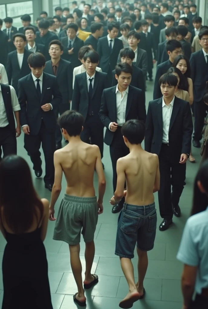 1boy、Real photo style、Photo Quality、Cute handsome man、Mash Hair、Japanese male, 、Completely naked、Full nudity、erection、Huge penis、Highest quality、Realistic、beautiful、Back view、Butt Exposed、Face turned to the side、Surrounded by plump old Japanese men in shirts, I was touched all over my body、On the dirty street、night