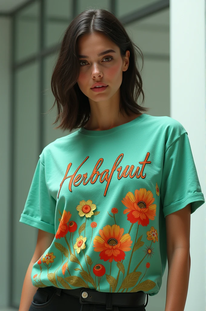 Beautiful hot sexy woman wearing tesfalem moringa t-shirt