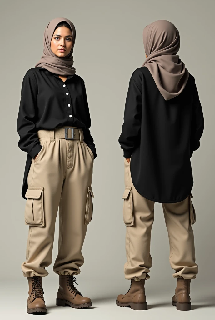 with black headscarf, white long sleeve t shirt, black sweatpants, white socks, without shoes, Sexy woman talking to her friends in the garden.