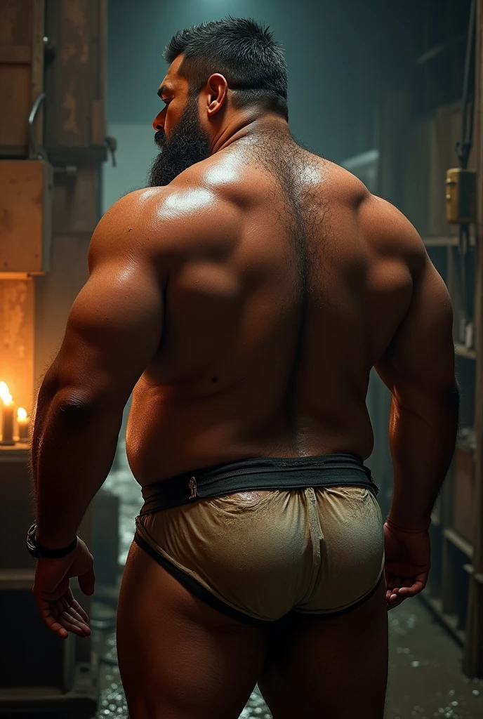 Big belly, naked hairy gay