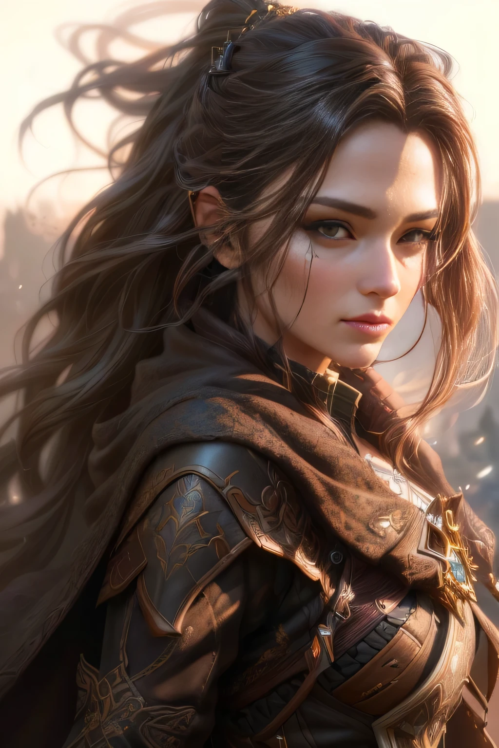 highres, Antonio Moro, best quality, medieval armor, by cyril rolando, concept art, reflections, composition, physically-based rendering, ((art by carne griffiths and peter kemp and anatoly metlan)), trending on CGSociety, perfect face,