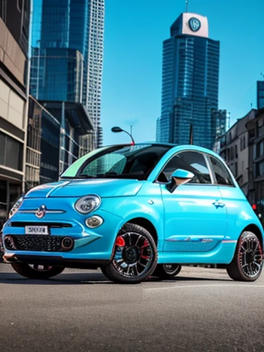 ((fiat 500)), camouflage pattern, driving in the city, cyber city:1.3, cyberpunk:1.3, sparkling neon lights, angled front view, rugged texture, skyscrapers, futuristic cityscape, colorful billboards, soft evening light, strong contrast,((masterpiece)), ((best quality)), (ultra-detailed), beautiful,