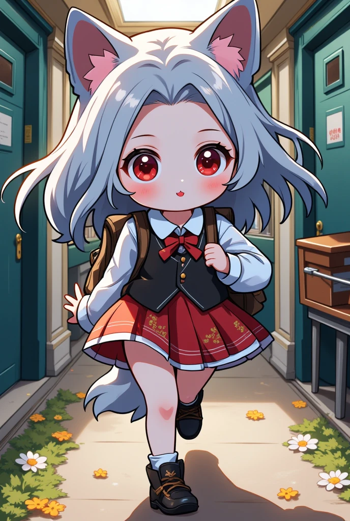 Werewolf, School, Silver Hair, school bag