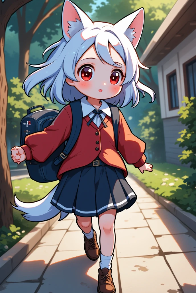 Werewolf, School, Silver Hair, school bag