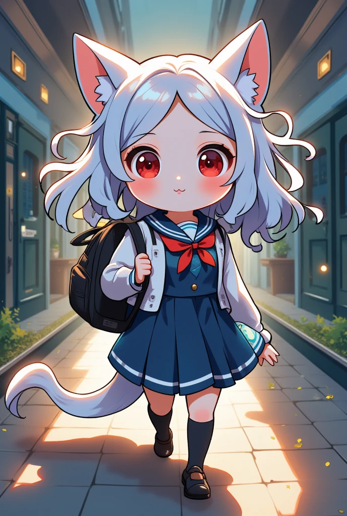 Werewolf, School, Silver Hair, school bag