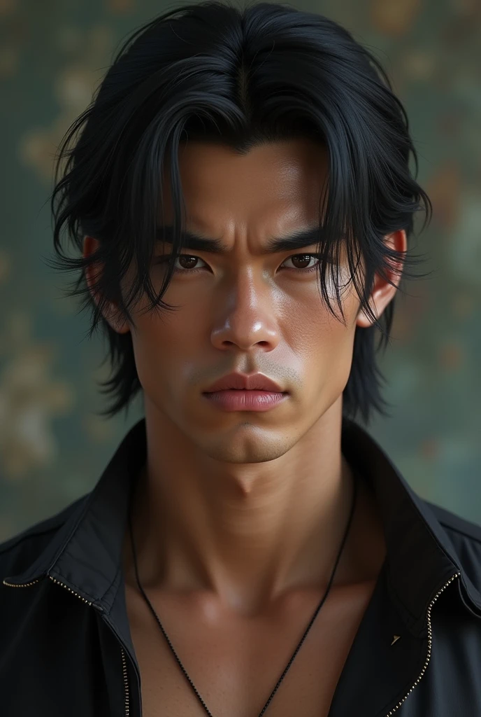 8K,Close-up of a person wearing leather clothes with blood on his face, Demon slayer art handsome man, Yanjun Cento, Ross Tran and Bayard Wu, by ヤン・J, handsome japanese devil boy, masayoshi suto and artgerm, Edgar Maxens and Ross Tran, fantasy art smug smiling man, masterpiece,Photorealistic RAW photos of the highest quality。bright colors,rich colors, Backlight, cinematic lighting, film grain, to be born, 50mm lens, Nikon D850,realistic skin,detailed character art,ultra high resolution,realistic skin,mountain path,
