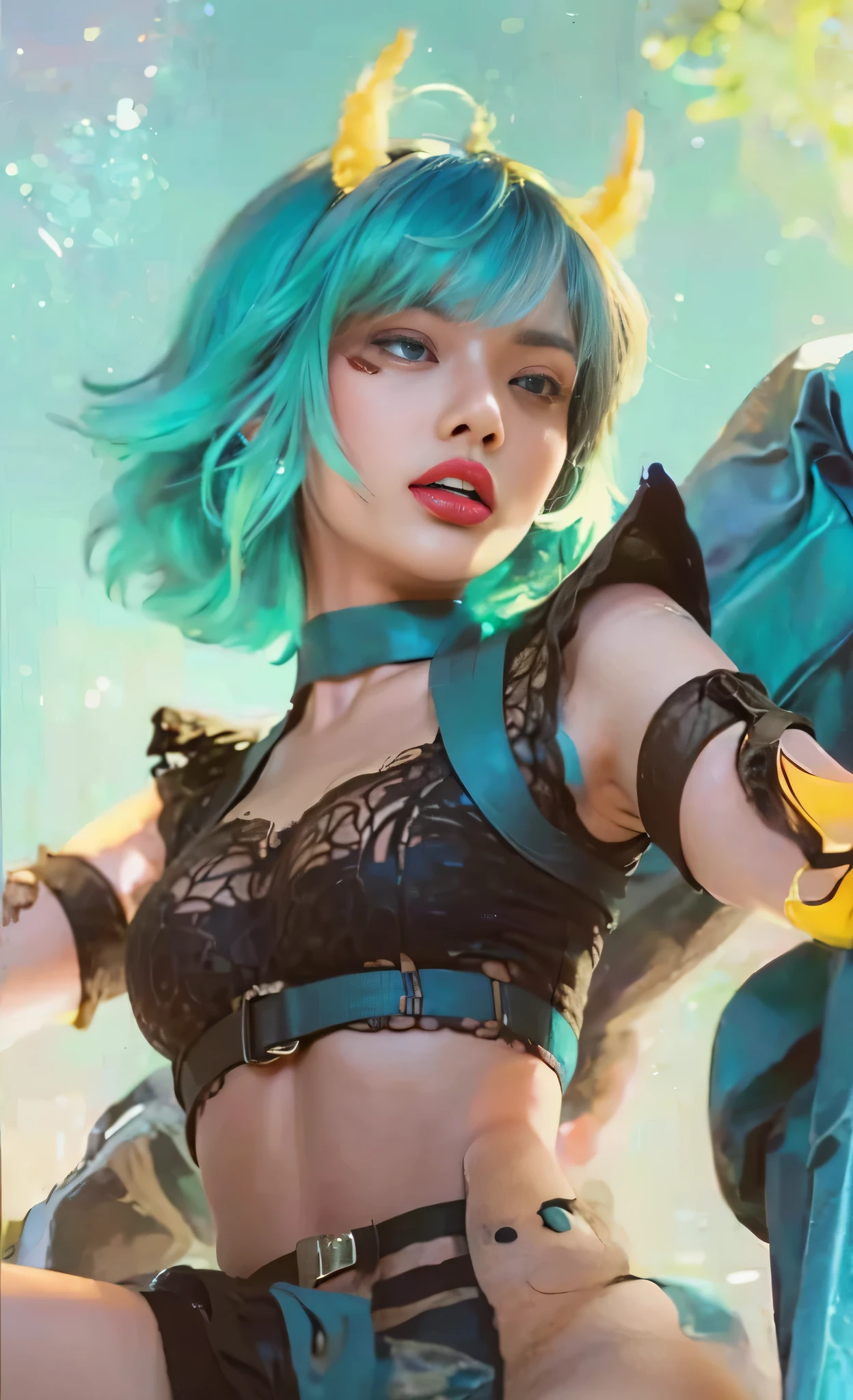 A hot woman, long legs, short hair, braless, plump body, fake breasts, ((casual white tight shirt with rounded-neck short-sleeve), (ripped skinny jeans)), high heels, stilettos, detailed eyes, detailed face, front view, (night at the central park, dynamic angle, dynamic lighting). Seductive look, sexy pose