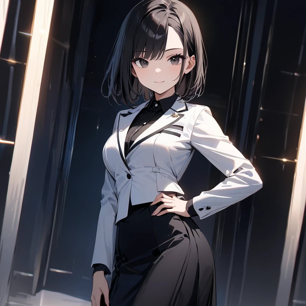 likeい男性, Dress appropriately, Professional attire, Well-organized impression, Short black hair,like々New Energy, Smooth Skin, Shining eyes, Gentle and confident look, Straight waist, Tall and confident, An air of persistence and determination, Determined Gaze, smile,masterpiece,The best quality at its best,4K,8k,high quality,High resolution,Like the whole body,frontage,Devil horns