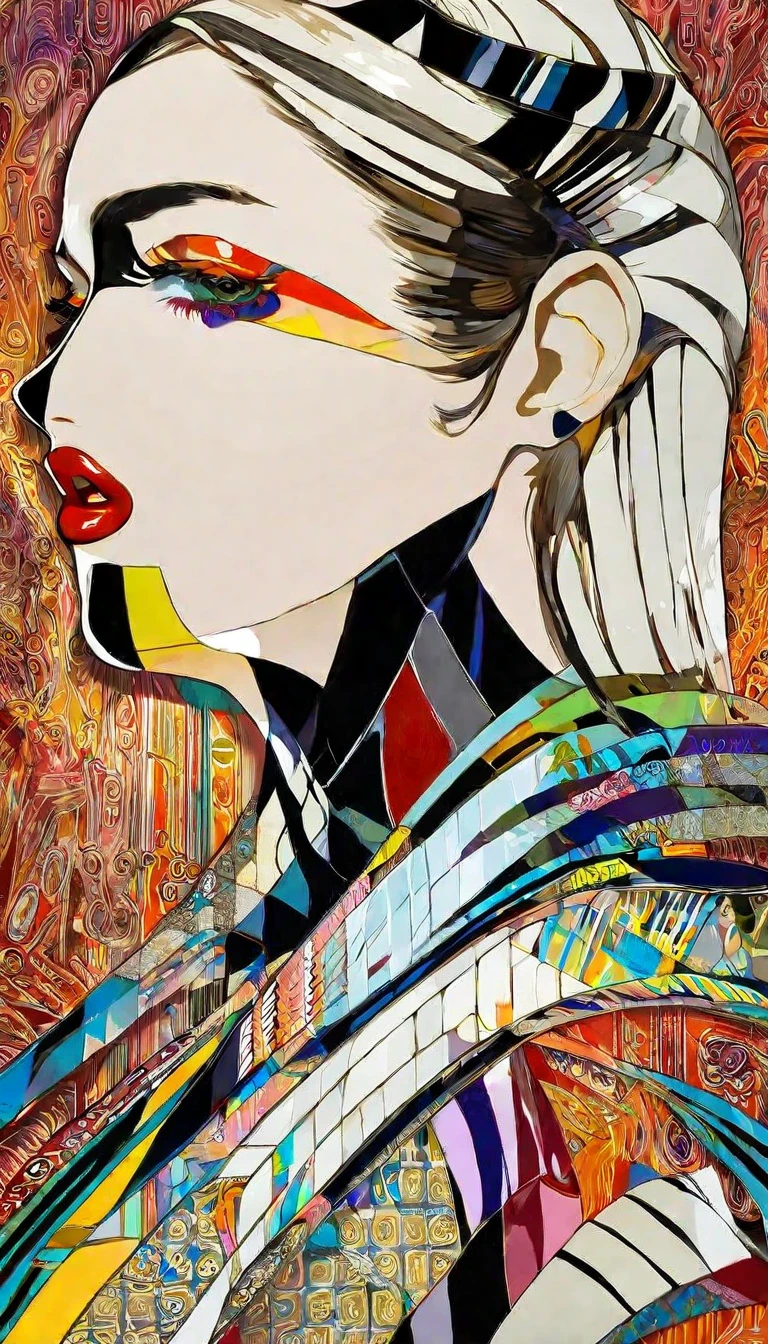 best quality, high quality, masterpiece, flat color, [by horz:Sara Wollfalk:0.7],
BREAK
detailed beautiful face, Professional fashion portrait of a person with innovative makeup, magic makeup, by Riccardo Tisci,  break
Unique and intricate makeup by Random blend of art movements, fusion of impressionism and surrealism, abstract expressionist elements, modernist and postmodernist influences, cubist shapes, futurist dynamics, dada randomness, baroque complexity, art deco elegance, gothic mood, renaissance inspiration, psychedelic patterns, avant-garde style, minimalist and maximalist contrasts, vibrant street art, rococo flourishes, Futuristic fashion, cutting-edge design, aesthetic excellence, high-fashion look, Avant-garde attire, innovative styling, striking beauty, artistic fashion statement, High-tech fashion, sleek and elegant designs, visually stunning, modern couture, Fashion forward, groundbreaking aesthetics, sophisticated elegance, trendsetting style, surrealistic, fantasy art, abstract, doodle art, [(details:1.2): [ (many small details:1.3) : [ (many ultrasmall details: 1.2):(very detailed ultrasmall edges and microrelief:1.5):0.7 ]: 0.4 ] :0.2],  