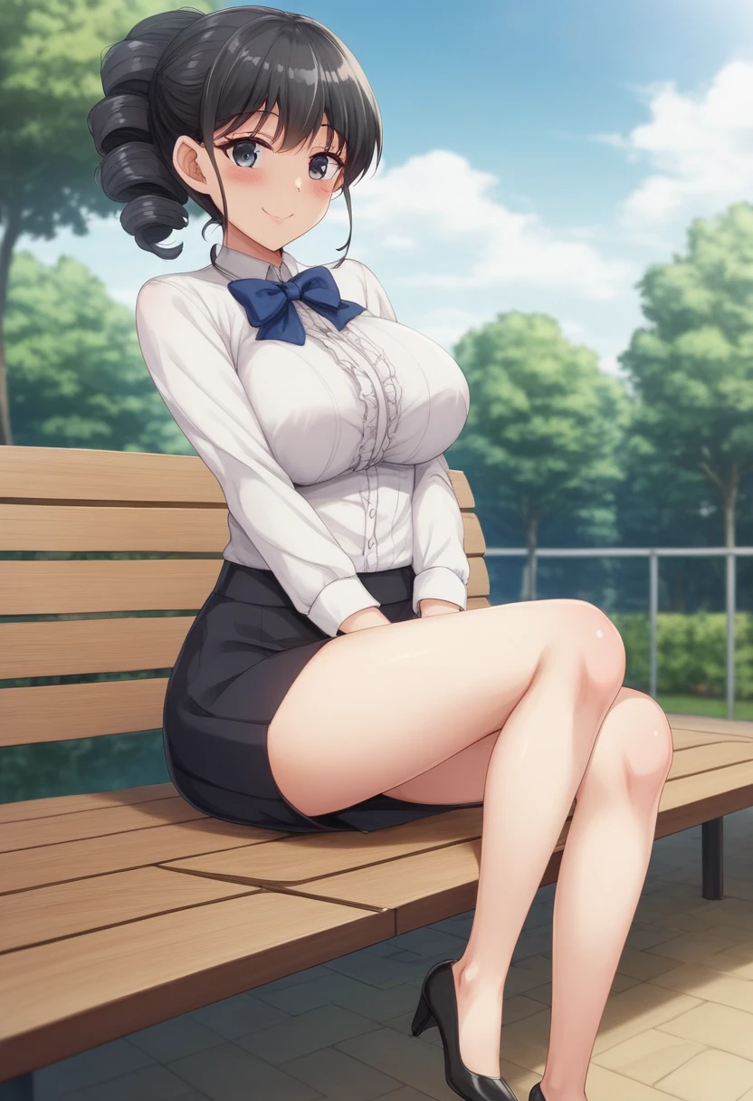 (Masterpiece:1.4), (best quality:1.2), detailed face, <lora:Aoyanagi_Risa-000019:1>, aoyanagi risa, 1girl, miniskirt, white shirt, high heels, short hair, brown eyes, smile, crossed legs, sitting, cowboy shot