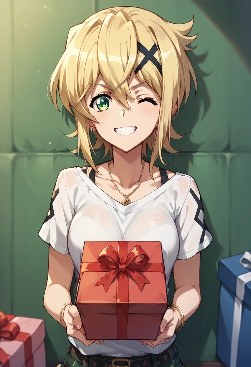 kirika akatsuki,wink,present