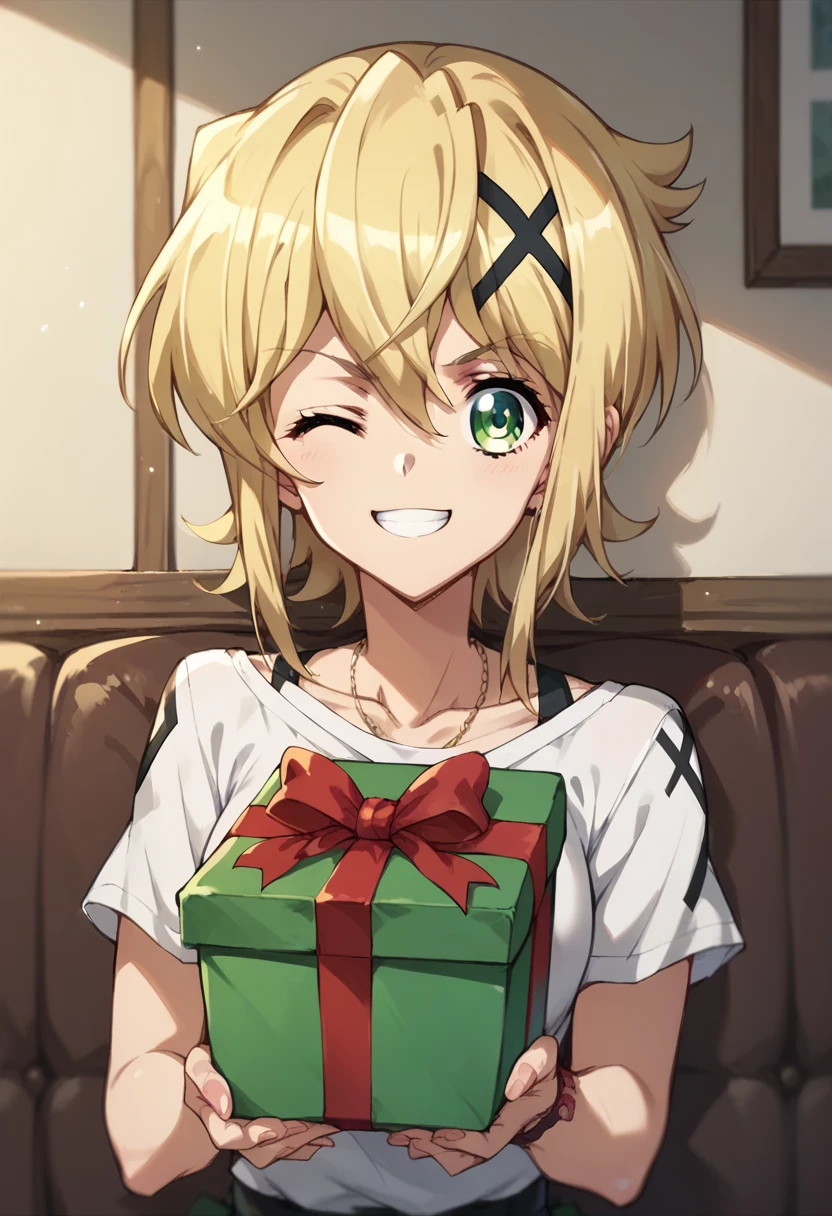 kirika akatsuki,wink,present