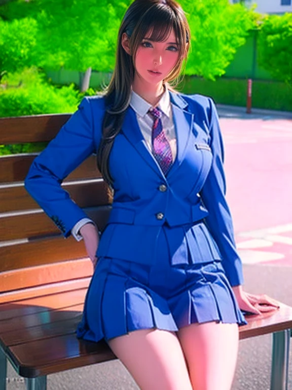  a blue Asian woman in a white uniform posing on a bench,  Japanese high school girl uniform ,  japanese school uniform,  japanese school uniformを着ている,  the principal is wearing a uniform  , 超  REAL SCHOOLGIRLS  , a hyper  REAL SCHOOLGIRLS  ,  in a strict school uniform  , Puella Magi uniform ,  girl in uniform  ,  REAL SCHOOLGIRLS  , Seifuku,  realistic young gravure idol 
