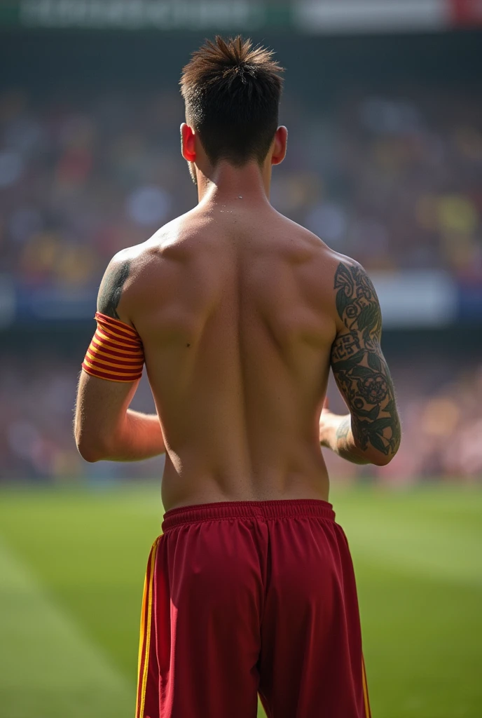 Messi standing naked showing his penis, on stadium, after scoring a goal