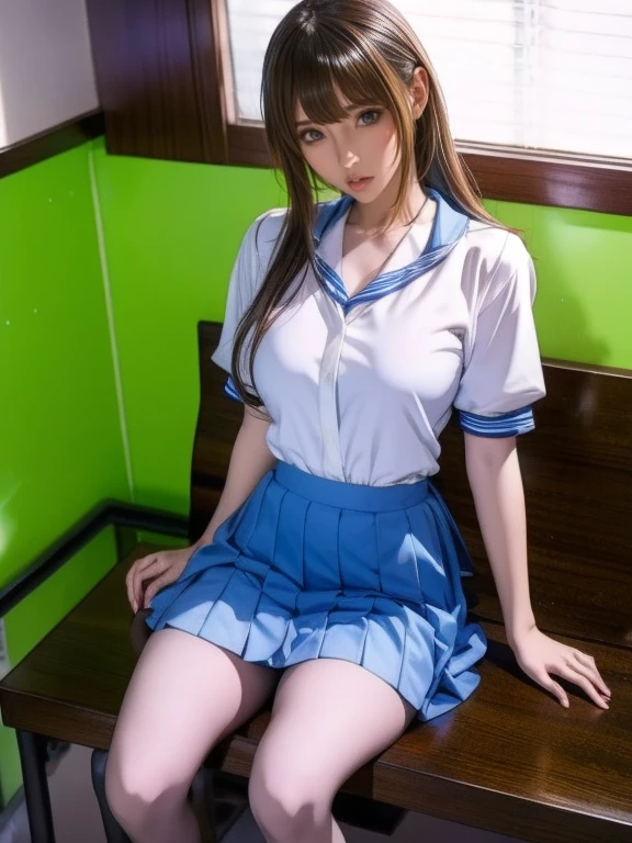  a blue Asian woman in a white uniform posing on a bench,  Japanese high school girl uniform ,  japanese school uniform,  japanese school uniformを着ている,  the principal is wearing a uniform  , 超  REAL SCHOOLGIRLS  , a hyper  REAL SCHOOLGIRLS  ,  in a strict school uniform  , Puella Magi uniform ,  girl in uniform  ,  REAL SCHOOLGIRLS  , Seifuku,  realistic young gravure idol 
