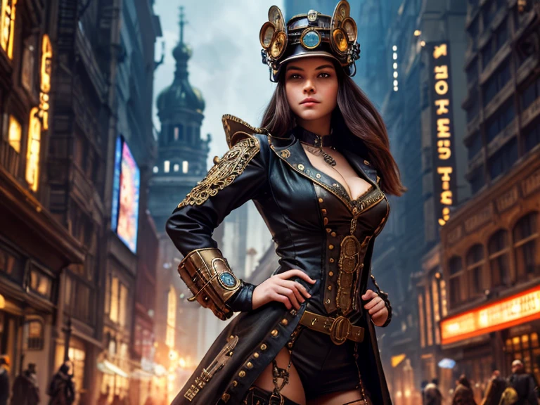 There's a sexzy african woman with a steam-powered dusky skin, with soft big boobs,pinky nipple poke Royal look,helmet, arte conceitual steampunk, sexzy full body view, flying,Wojtek FUS, arte digital steampunk, detailed wild steampunk illustration, Portrait of a gold and copper mechanical woman, arte steampunk, estilo de arte dieselpunk, cyberpunk steampunk, estilo de fantasia steampunk, Arte digital altamente detalhada em 4k, sci-fi steampunk