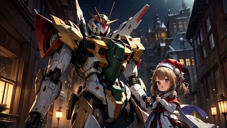 8K resolution, masterpiece, Highest quality, best quality, (  Highly Detailed CG Unity 8k Wallpaper ), ( best quality),  Hi-Res RAW Color Art,  animation,Sculpture, (((Ultra-detailed and elegant))), Magical atmosphere, Texture, depth of field, HYPER DETAILS , illustration, Christmas, mecha, mecha chibi