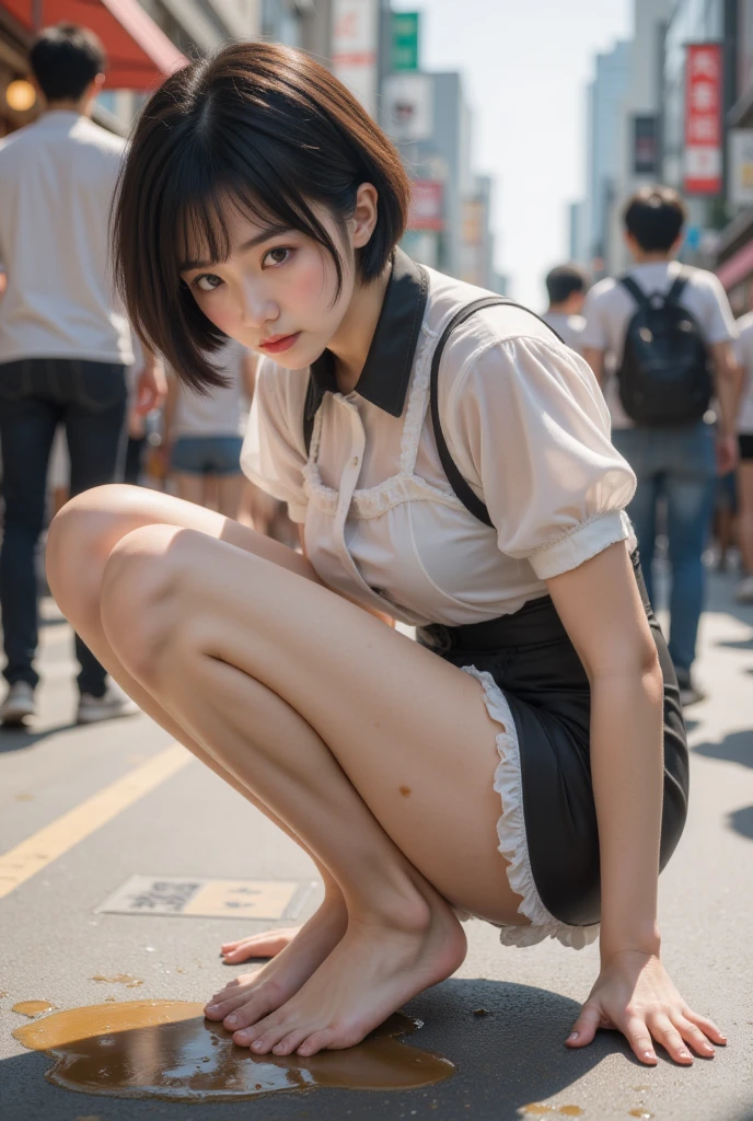 1girl, rin nohara in anime naruto, short hair, black hair,konoha headband, eyes, smile, beautiful, black clothes, , realistic clothes, detail clothes, outdoor background, ultra detail, realistic